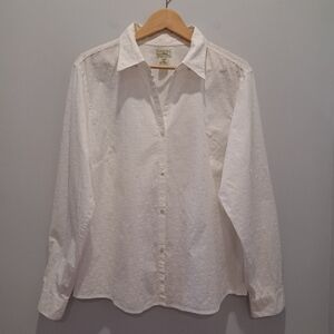 L.L. Bean White Eyelet Button-Up Romantic Cottagecore Coastal Shirt Womens XL